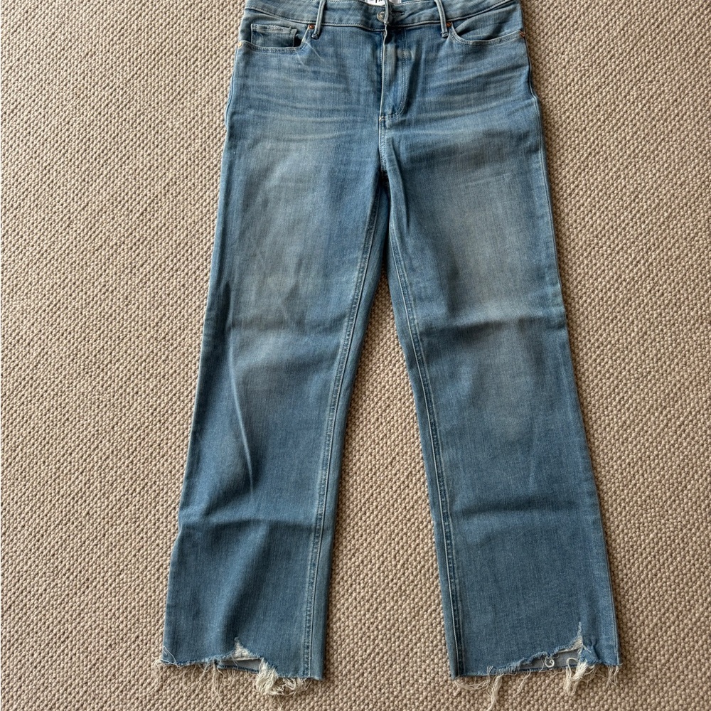 PAIGE Cropped Distressed Jeans in Blue
